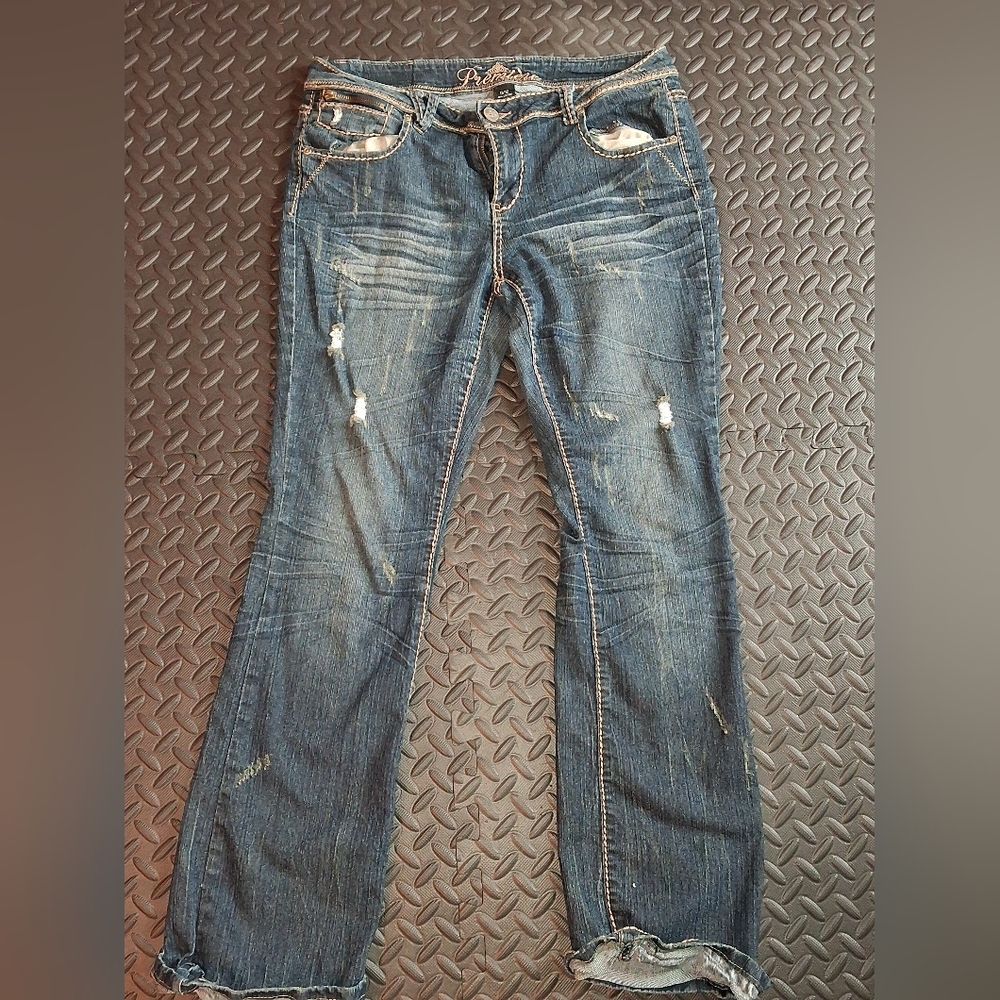 Stylish Distressed PREMIER Blue Jeans SIZE 11/12